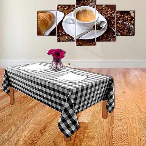 Black & White Buffalo Plaid Checkered Tablecloth 60 by 84'' - New Star Fabrics