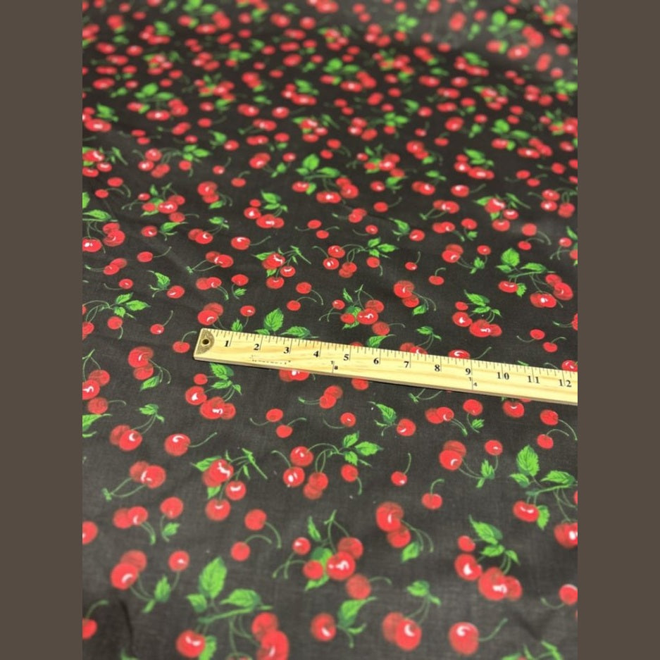 Cherry print Poly Cotton Fabric by the yard 58 inches - New Star Fabrics
