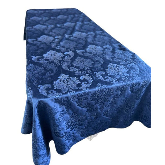 Royal Embedded Damask Velvet Tablecloth Rectangle and overlay - New Star Fabrics