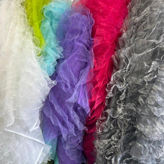 Ruffle Organza Fabric with Mesh by the yard - New Star Fabrics