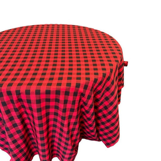 black / Red Checkered Plaid Round Tablecloth 120 inches - New Star Fabrics