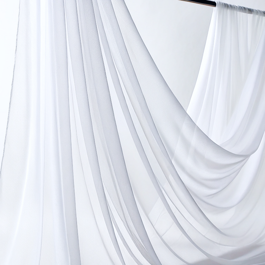 50 Yard Continuous Pieces – 60” Wide White Chiffon Polyester Roll | Wedding Draping, Backdrops & Event Décor | Free Shipping – Free Shipping
