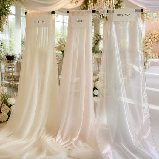 Chiffon vs Voile vs Organza: Which Fabric Is Best for Wedding Draping and Backdrops?