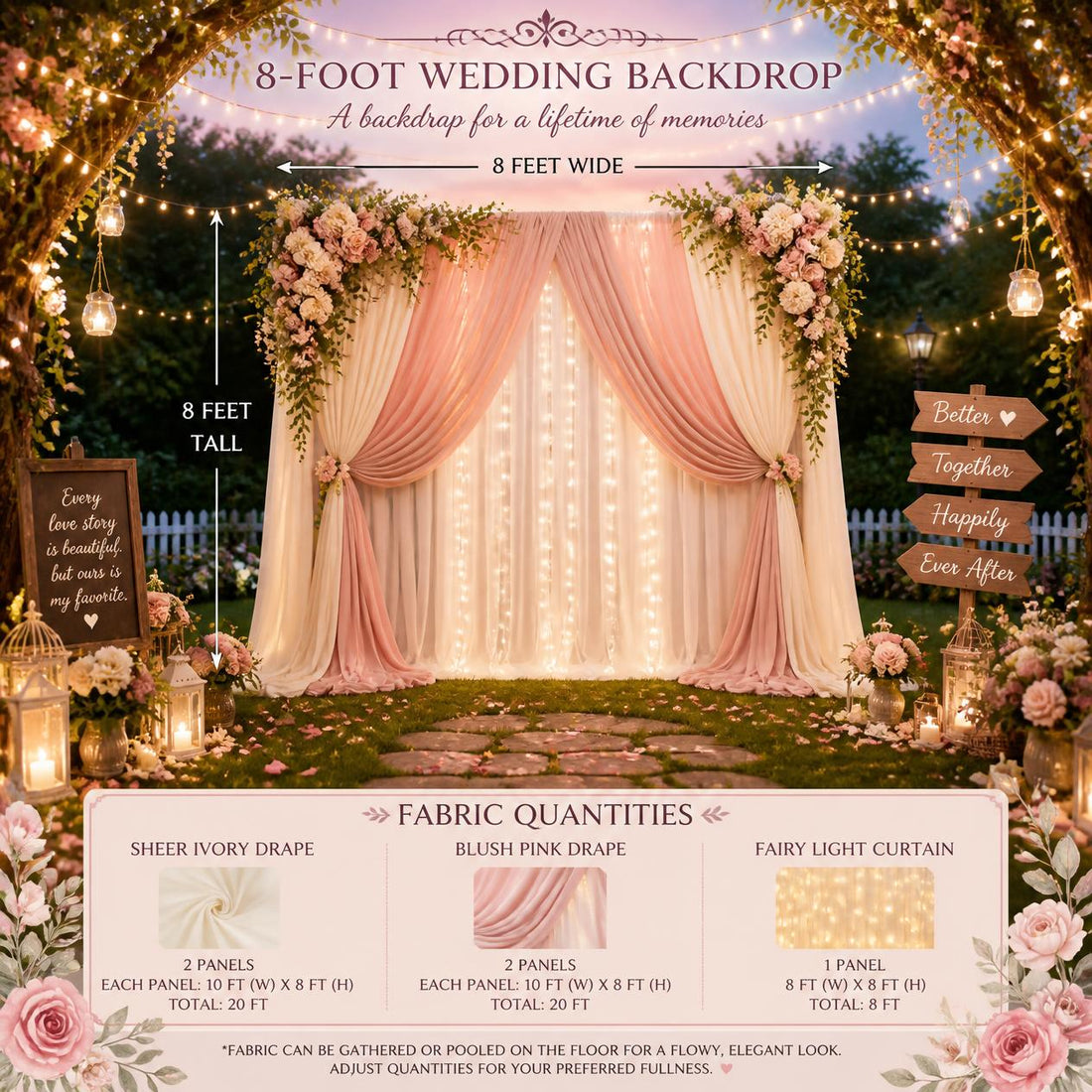 How Much Fabric Do You Need for an 8-Foot Wedding Backdrop?