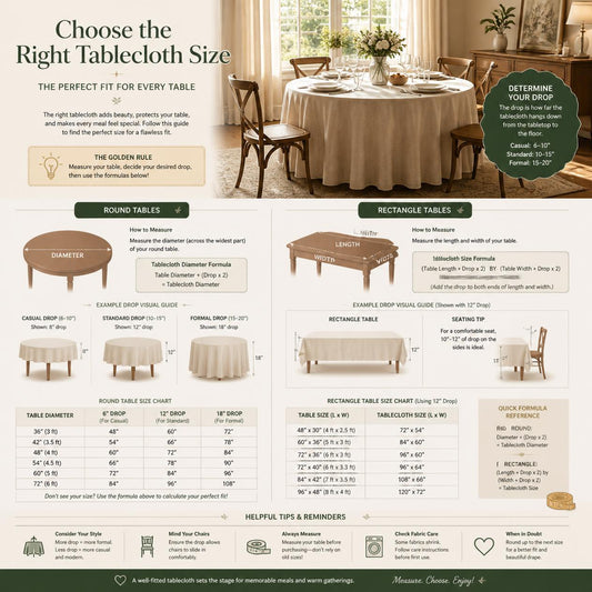 How to Choose the Right Tablecloth Size for Round and Rectangle Tables