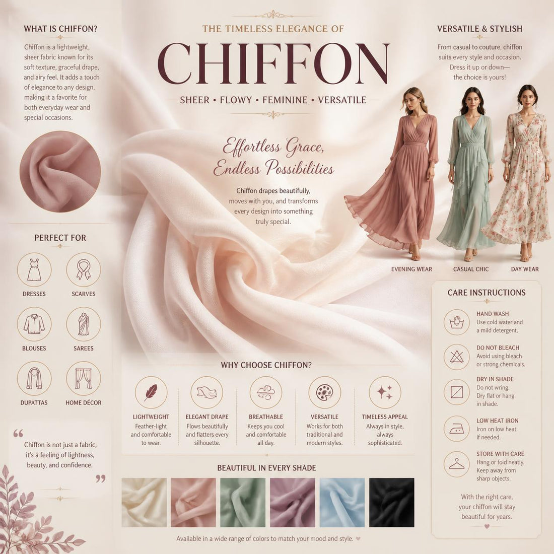 What Is Chiffon Fabric? Uses, Characteristics & Buying Guide