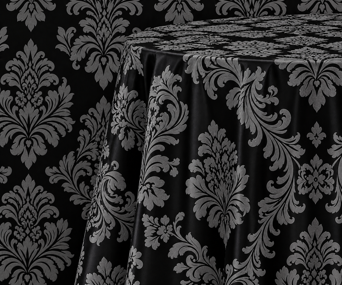 Damask Flocking Taffeta Round Tablecloth-72'', 90'', 108'' &120'' Round