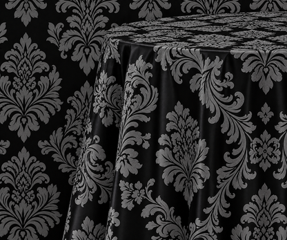 Damask Flocking Taffeta Round Tablecloth-72'', 90'', 108'' &120'' Round