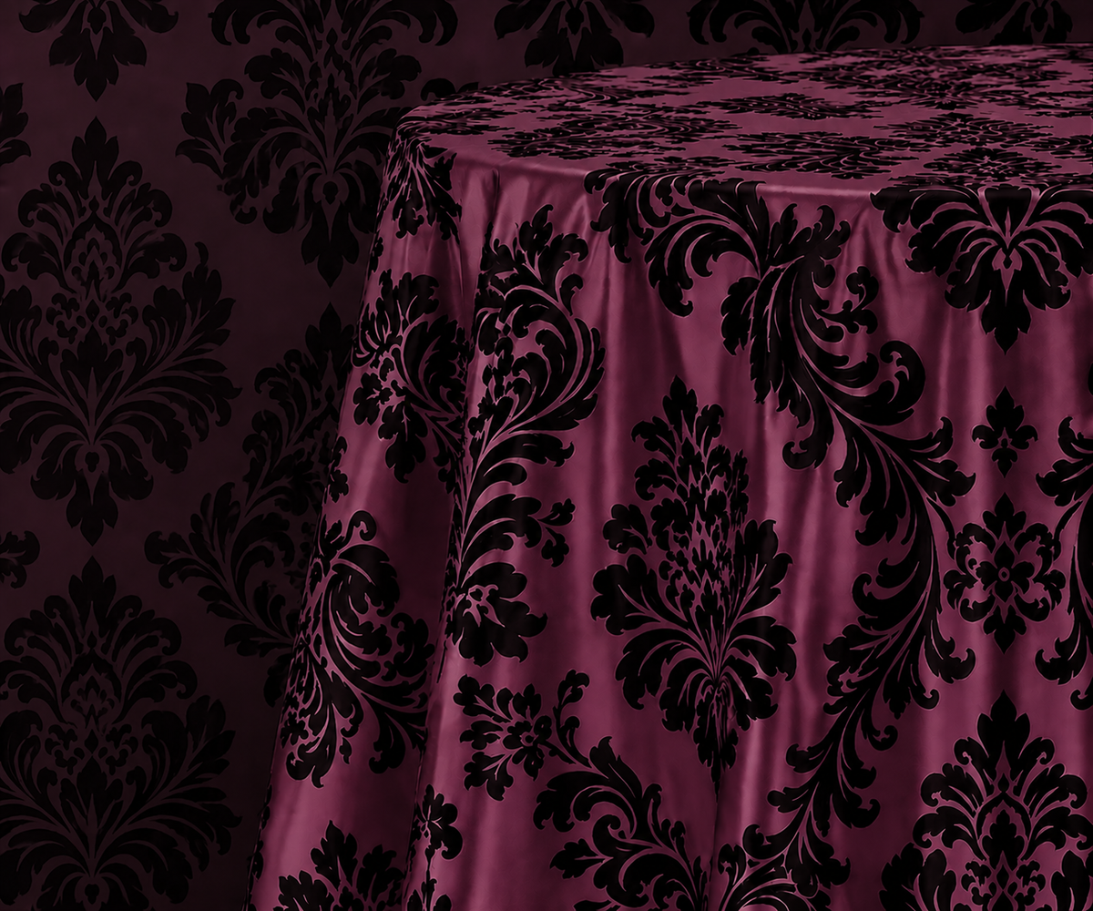 Damask Flocking Taffeta Round Tablecloth-72'', 90'', 108'' &120'' Round