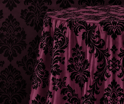 Damask Flocking Taffeta Round Tablecloth-72'', 90'', 108'' &120'' Round