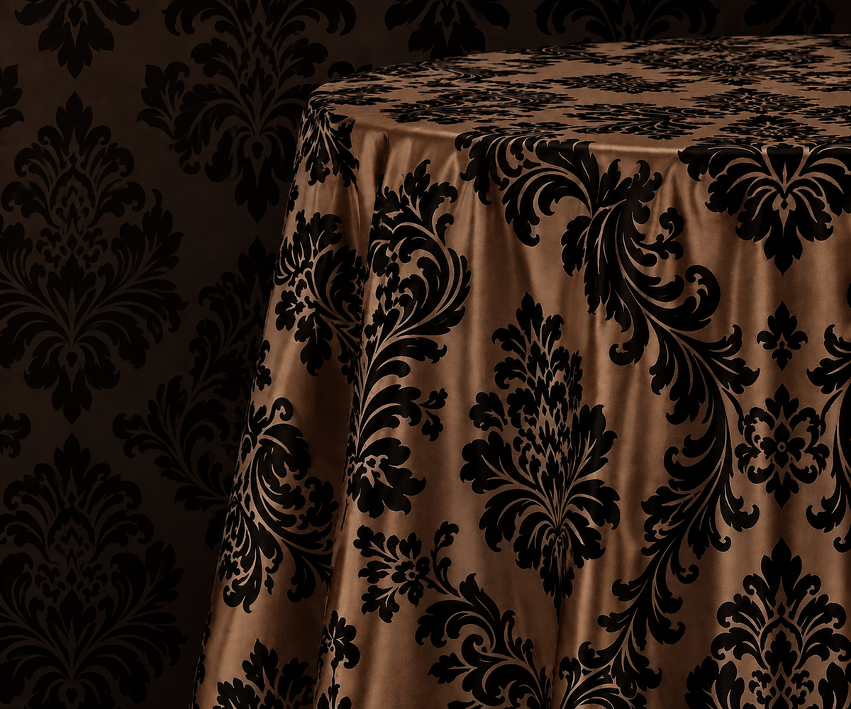 Damask Flocking Taffeta Round Tablecloth-72'', 90'', 108'' &120'' Round