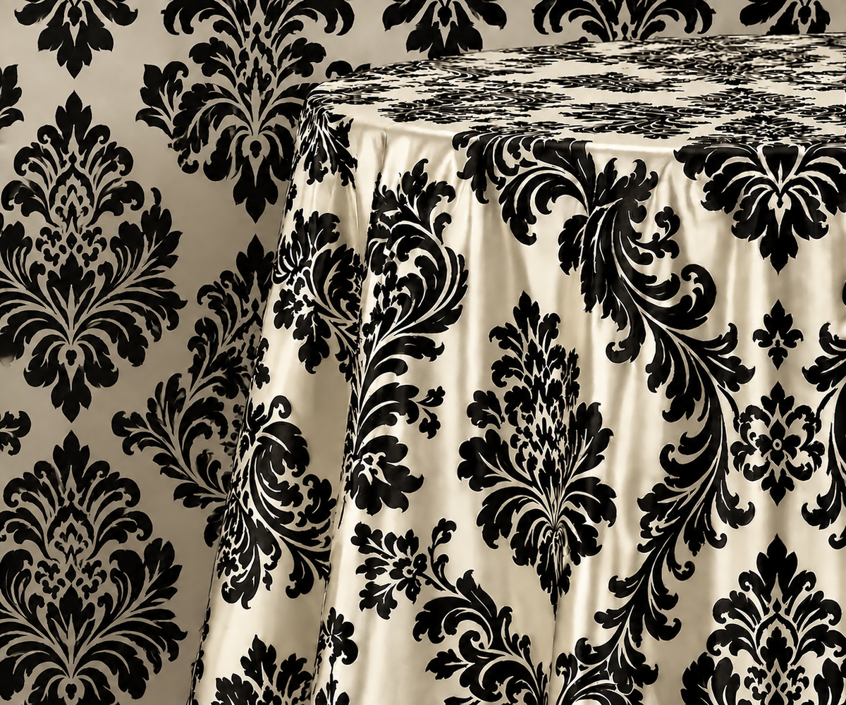 Damask Flocking Taffeta Round Tablecloth-72'', 90'', 108'' &120'' Round
