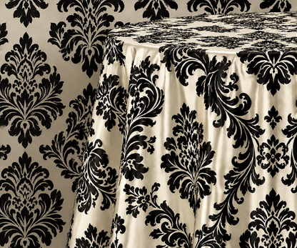 Damask Flocking Taffeta Round Tablecloth-72'', 90'', 108'' &120'' Round