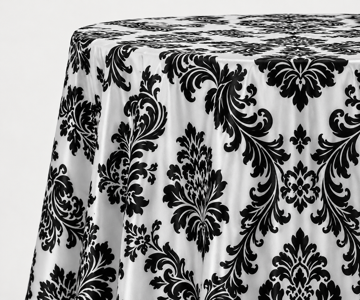Damask Flocking Taffeta Round Tablecloth-72'', 90'', 108'' &120'' Round