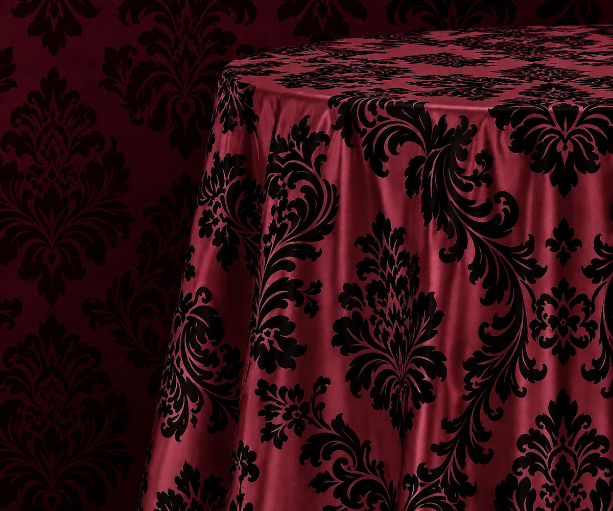 Damask Flocking Taffeta Round Tablecloth-72'', 90'', 108'' &120'' Round