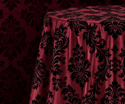 Damask Flocking Taffeta Round Tablecloth-72'', 90'', 108'' &120'' Round