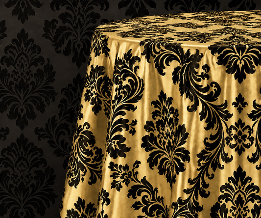 Damask Flocking Taffeta Round Tablecloth-72'', 90'', 108'' &120'' Round