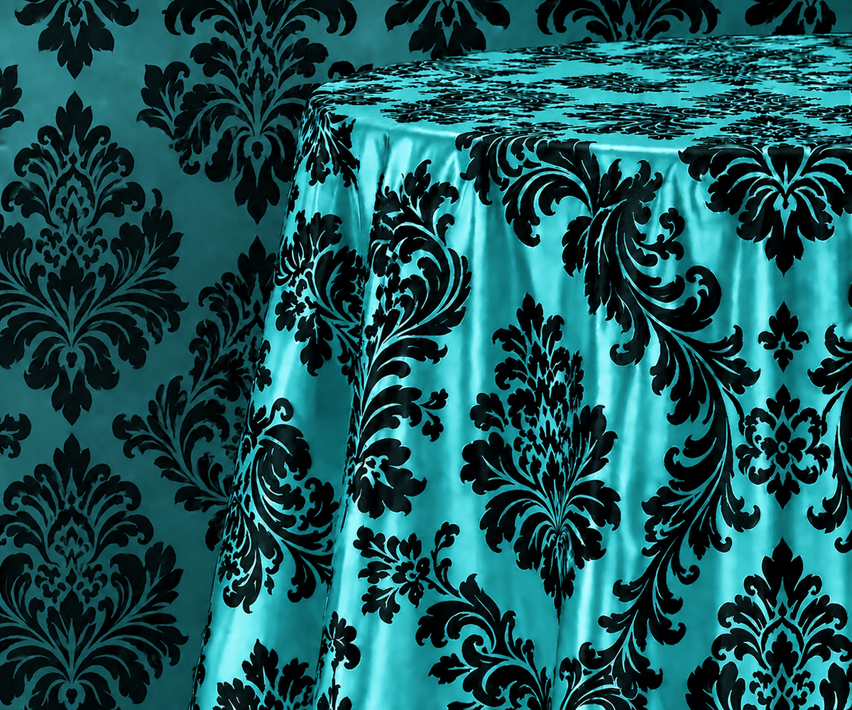 Damask Flocking Taffeta Round Tablecloth-72'', 90'', 108'' &120'' Round