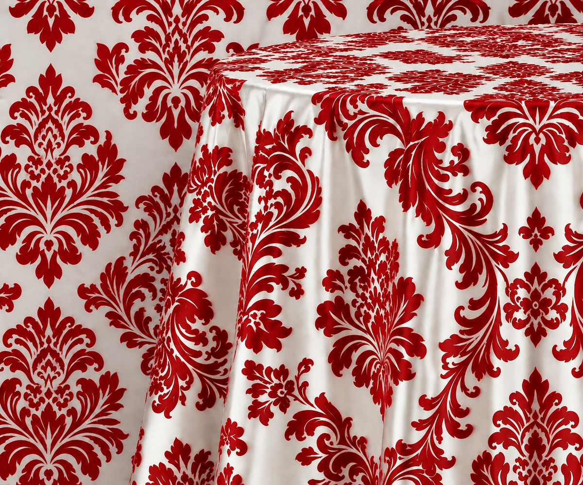 Damask Flocking Taffeta Round Tablecloth-72'', 90'', 108'' &120'' Round