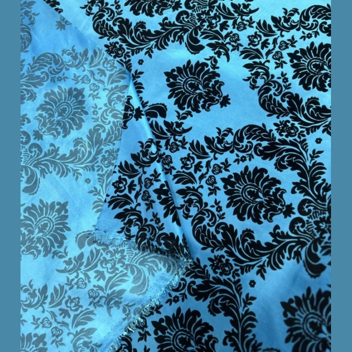 Flocked Damask Taffeta Fabric