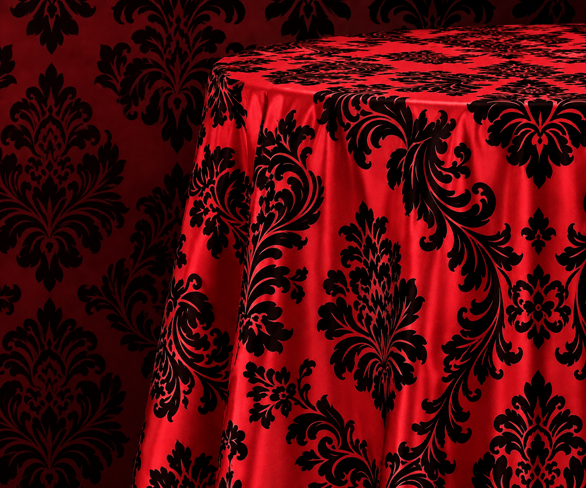 Damask Flocking Taffeta Round Tablecloth-72'', 90'', 108'' &120'' Round