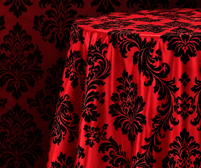 Damask Flocking Taffeta Round Tablecloth-72'', 90'', 108'' &120'' Round
