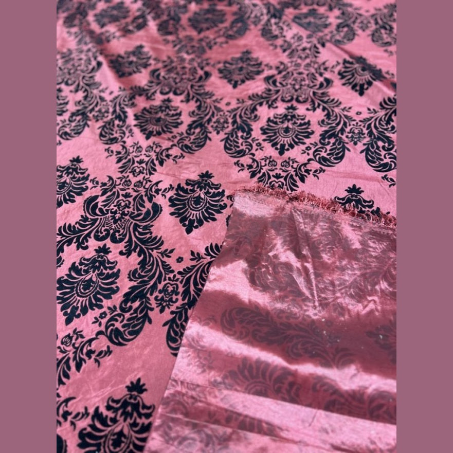 Flocked Damask Taffeta Fabric