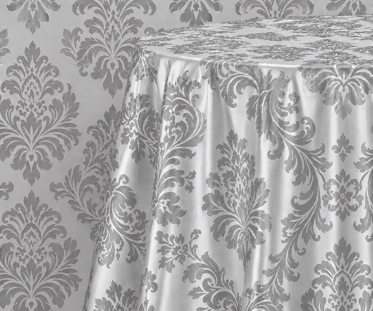 Damask Flocking Taffeta Round Tablecloth-72'', 90'', 108'' &120'' Round