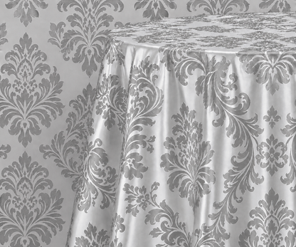 Damask Flocking Taffeta Round Tablecloth-72'', 90'', 108'' &120'' Round