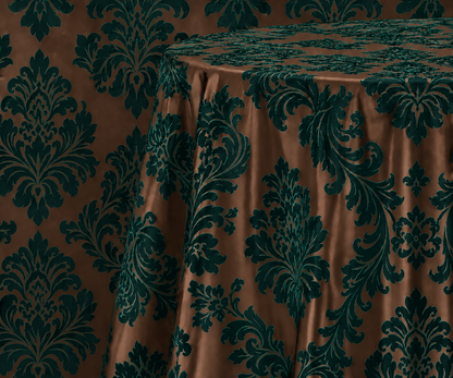 Damask Flocking Taffeta Round Tablecloth-72'', 90'', 108'' &120'' Round