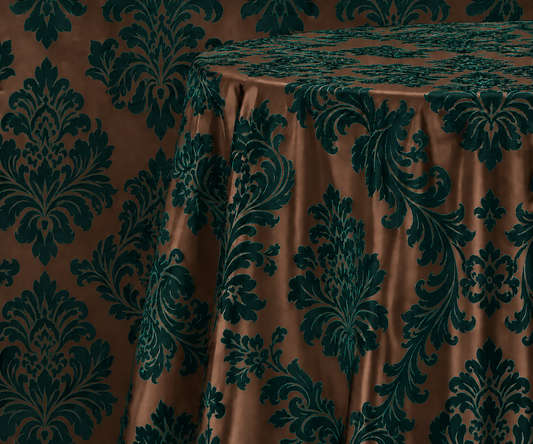 Damask Flocking Taffeta Round Tablecloth-72'', 90'', 108'' &120'' Round