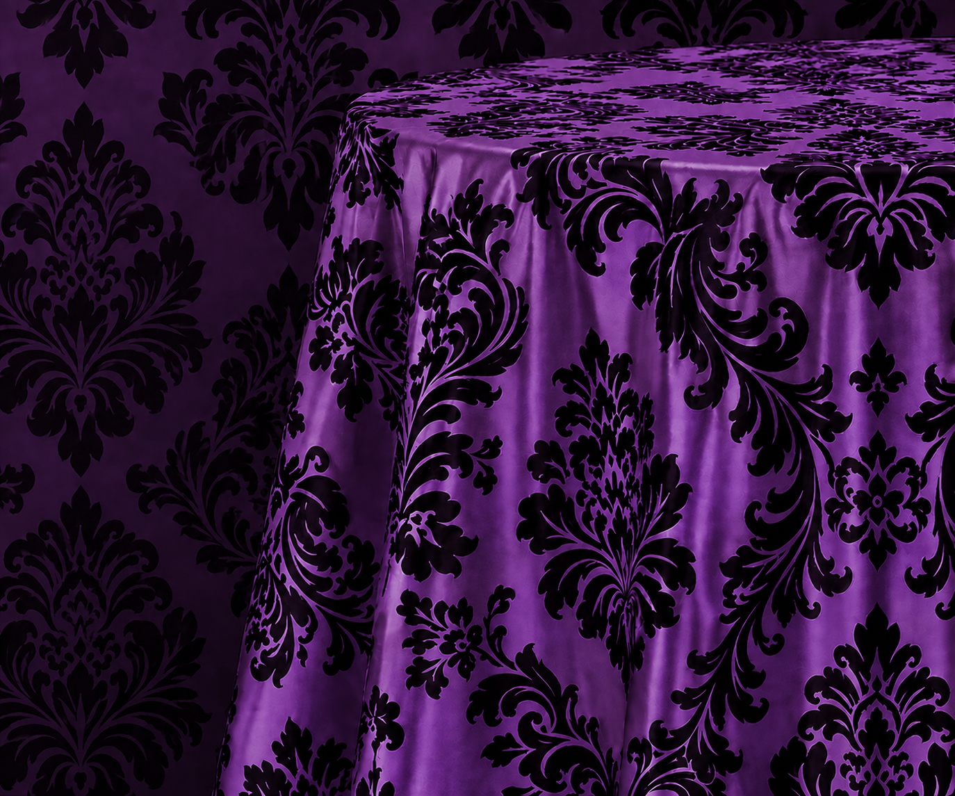 Damask Flocking Taffeta Round Tablecloth-72'', 90'', 108'' &120'' Round