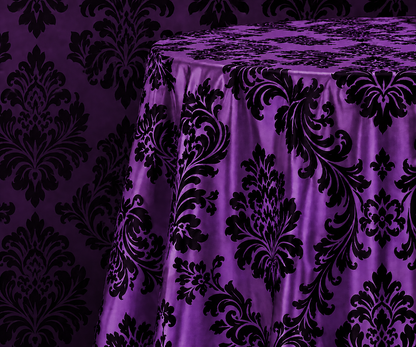 Damask Flocking Taffeta Round Tablecloth-72'', 90'', 108'' &120'' Round