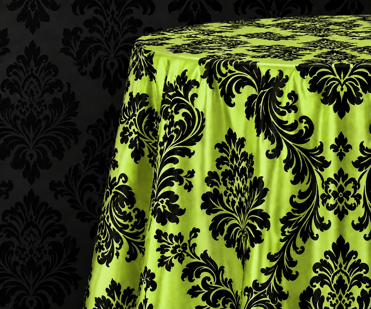 Damask Flocking Taffeta Round Tablecloth-72'', 90'', 108'' &120'' Round