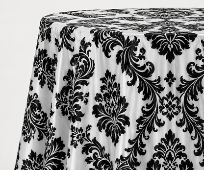 Damask Flocking Taffeta Round Tablecloth-72'', 90'', 108'' &120'' Round