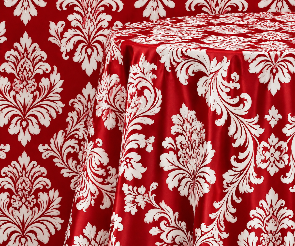 Damask Flocking Taffeta Round Tablecloth-72'', 90'', 108'' &120'' Round