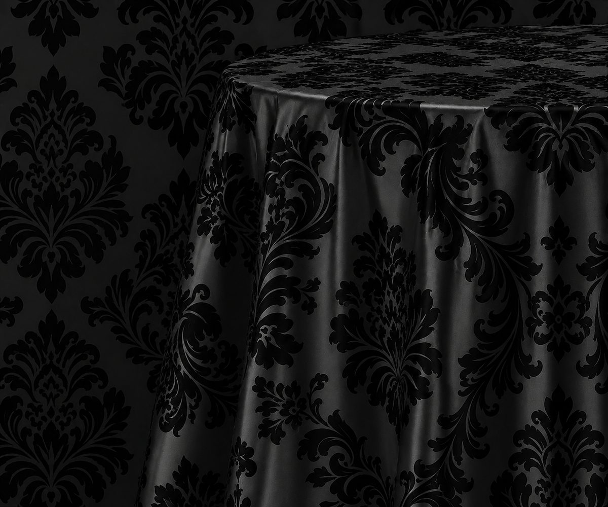 Damask Flocking Taffeta Round Tablecloth-72'', 90'', 108'' &120'' Round
