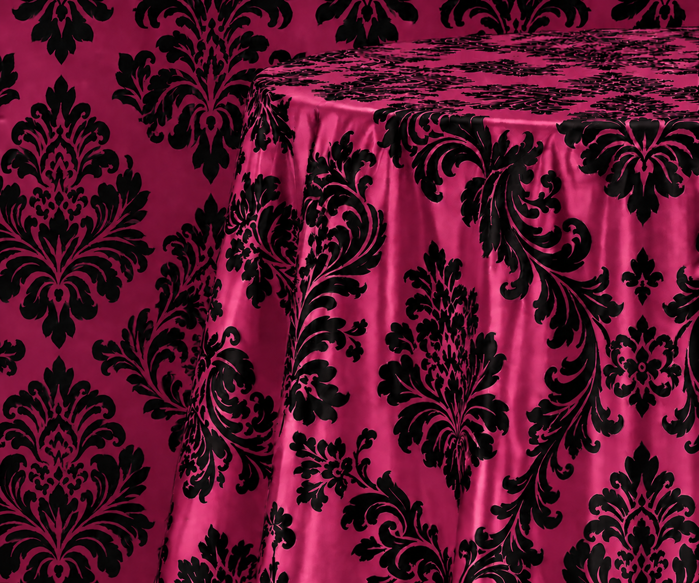 Damask Flocking Taffeta Round Tablecloth-72'', 90'', 108'' &120'' Round