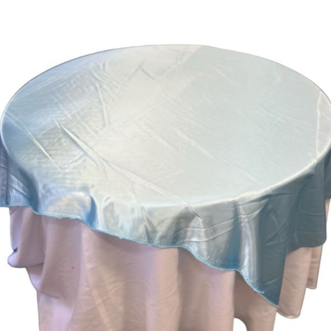 Baby Blue Table Overlay Satin 58 X 58 Inches - New Star Fabrics