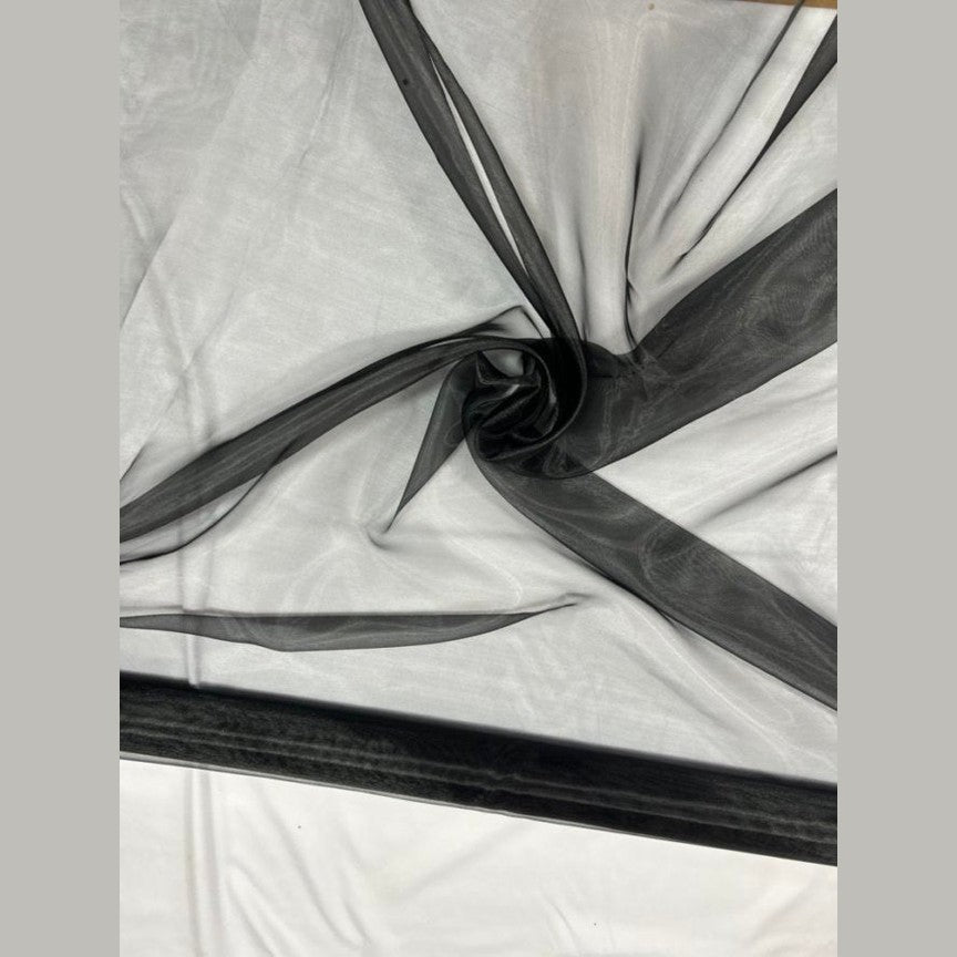 Black Crystal Organza Fabric by the yard - New Star Fabrics