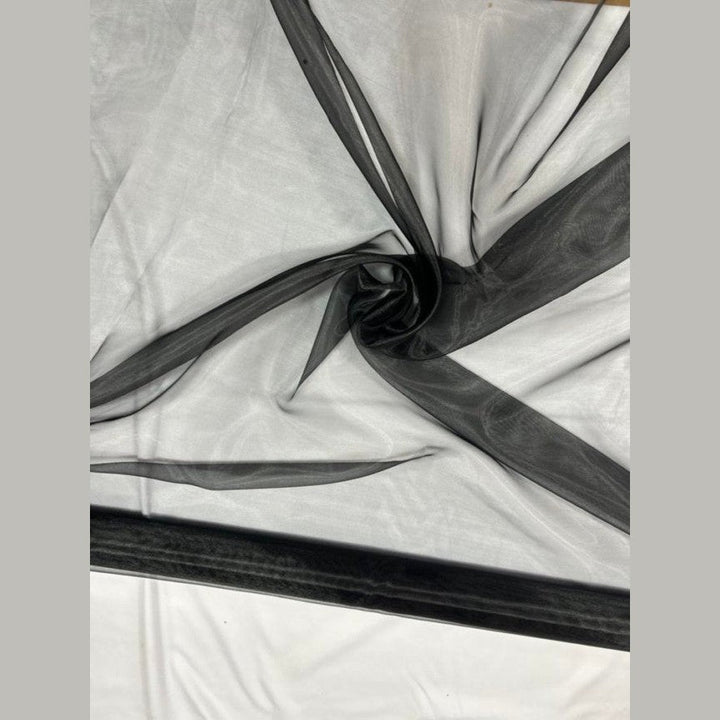 Black Crystal Organza Fabric by the yard - New Star Fabrics