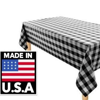 Black & White Buffalo Plaid Checkered Tablecloth 60 by 84'' - New Star Fabrics