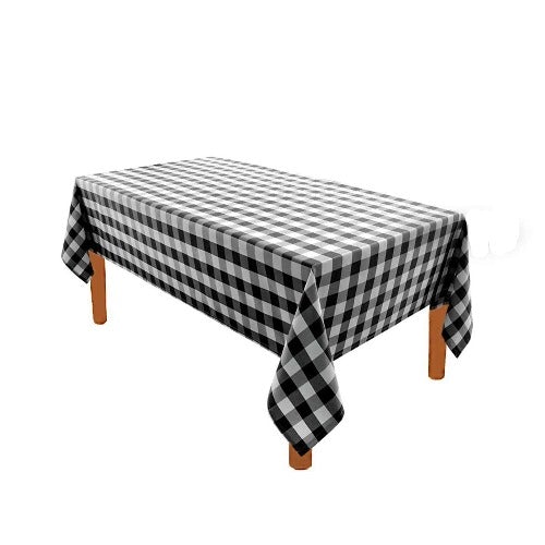 Black & White Buffalo Plaid Checkered Tablecloth 60 by 84'' - New Star Fabrics