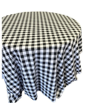 Black/ White Checkered Plaid Round Tablecloth 120 inches - New Star Fabrics