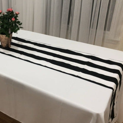 Black and White Classic Cotton Striped 2'' Table Runners 12'' BY 108'' - New Star Fabrics