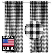 Gingham Checkered Curtain - Black/White - one panel