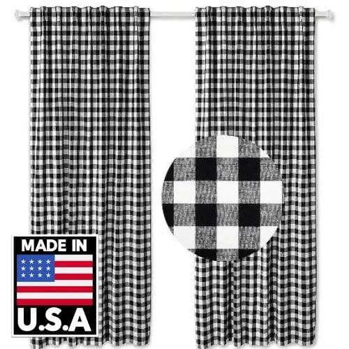 Gingham Checkered Curtain - Black/White - one panel