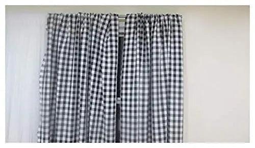 Gingham Checkered Curtain - Black/White - one panel