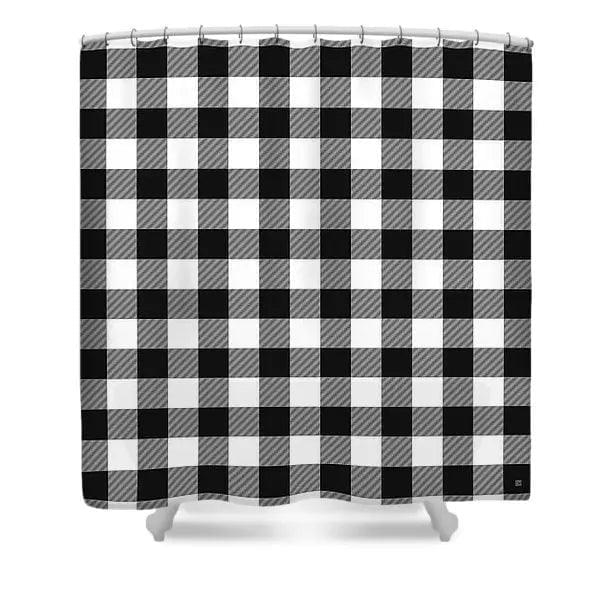 Gingham Checkered Curtain - Black/White - one panel
