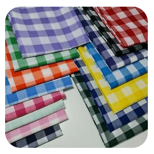 Checkered Print Poly Cotton Fabric 1" - Sold by the Yard